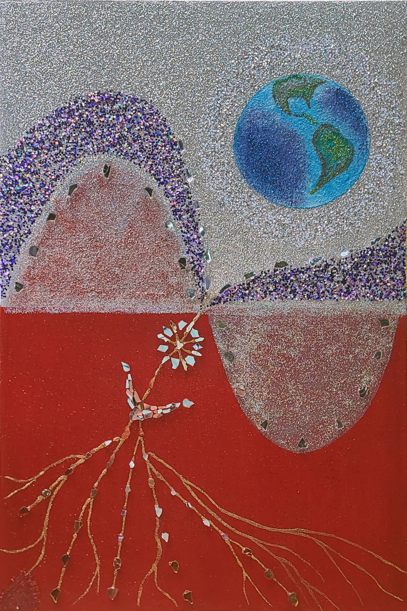 Earth Star Plant, 36X24, Mixed Media, 2023